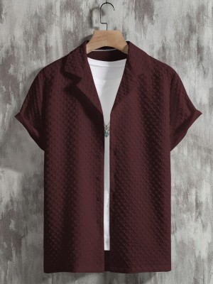 KALP CRAZE Men Self Design Casual Maroon Shirt