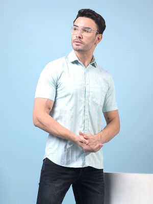 CRIMSOUNE CLUB Men Checkered Casual Green Shirt