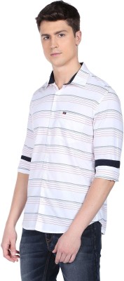 AD by Arvind Men Striped Casual White Shirt