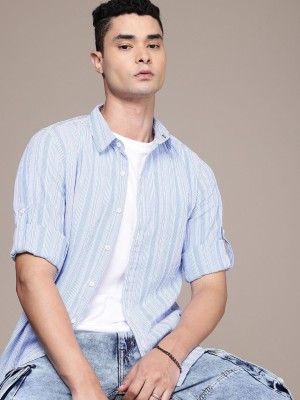 Roadster Men Striped Casual Blue Shirt