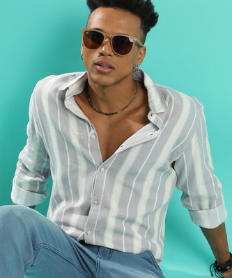 CAMPUS SUTRA Men Printed Casual Grey, White Shirt
