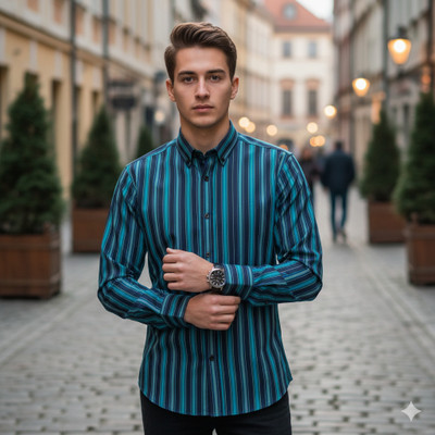 TryTheTrend Men Printed Casual Blue Shirt