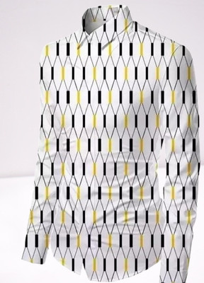 Stellalifestyle Men Printed Casual White, Black Shirt