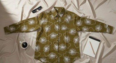 PFab Women Printed Casual Dark Green Shirt