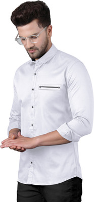 DHYAN ENTERPRISE Men Solid Casual White Shirt