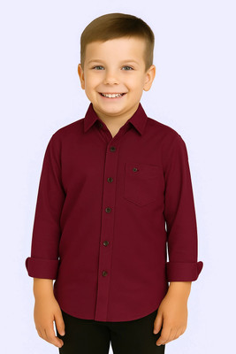 jabak creation Boys Solid Festive Maroon Shirt