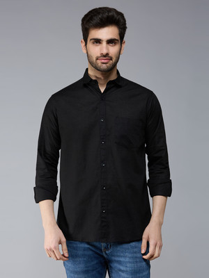 YUGENTO Men Solid Formal Black Shirt