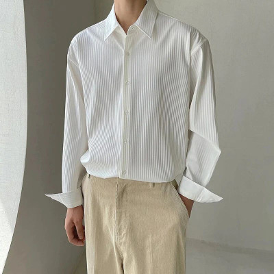 Leriya Fashion Men Striped Casual White Shirt