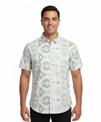 JAKSWEARTHE MOMENT Men Printed Casual Green, White Shirt