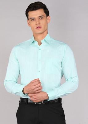 Raymond Men Checkered Formal Green Shirt