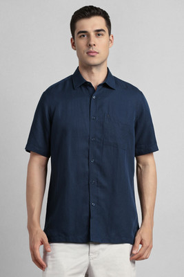 Simon Carter London Men Solid Casual Dark Blue Shirt