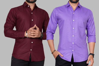 METRONAUT Men Solid Casual Multicolor Shirt(Pack of 2)