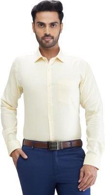 PARK AVENUE Men Self Design Formal Yellow Shirt