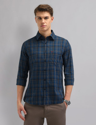 AD by Arvind Men Checkered Casual Blue Shirt