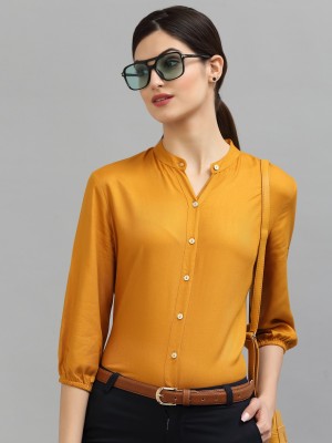 Style Quotient Women Solid Casual Yellow Shirt