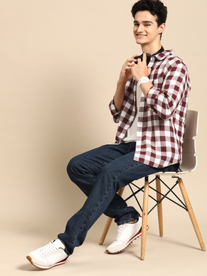 United Colors of Benetton Men Checkered Casual Blue Shirt