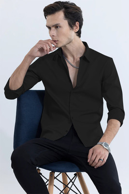 TANISHA FASHION Men Solid Casual Black Shirt