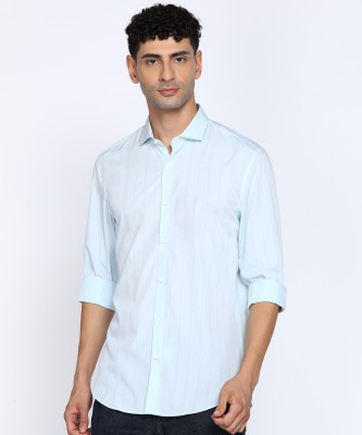 PETER ENGLAND Men Striped Casual Blue Shirt