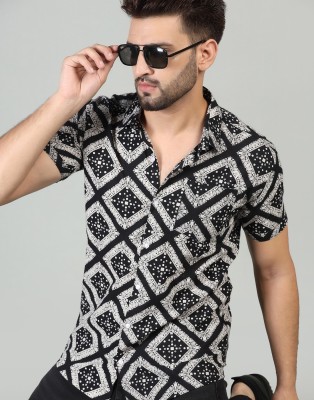 BOSQUE Men Printed Casual Black, White Shirt