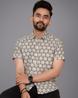 METRONAUT Men Printed Casual Yellow Shirt