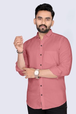 S.K. CASUAL Men Solid Casual Pink Shirt