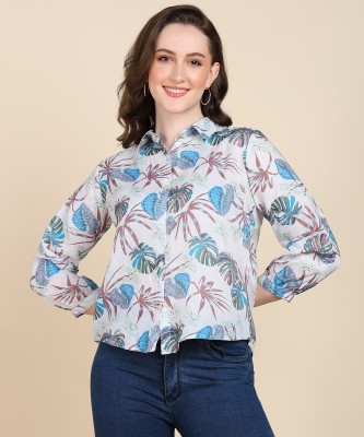 PinkTribe Women Printed Casual White Shirt