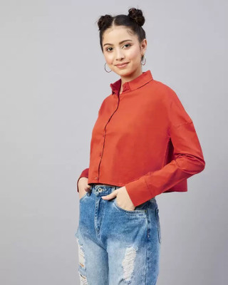 Kaley Women Solid Casual Red Shirt