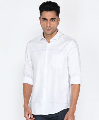 PETER ENGLAND Men Striped Casual White Shirt