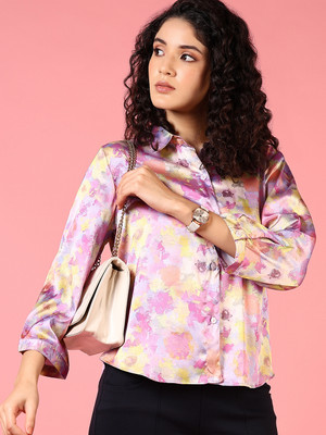 V-MART Women Printed Casual Pink Shirt