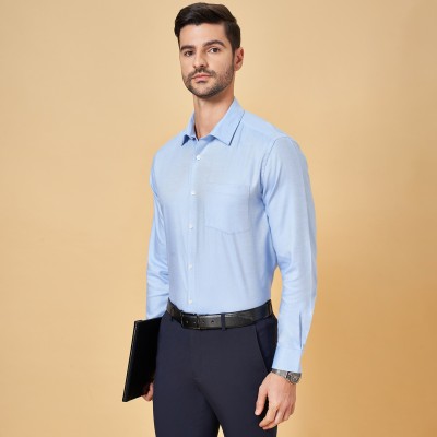 Peregrine by Pantaloons Men Solid Formal Light Blue Shirt