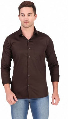 SOLIDMENS Men Solid Casual Brown Shirt