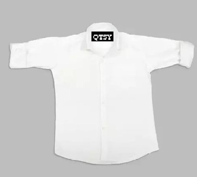 Qtsy Boys Solid Casual White Shirt