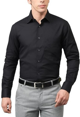 WAYNE MARTIN Men Solid Formal Black Shirt