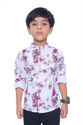 The Crane Boys Printed Casual White Shirt