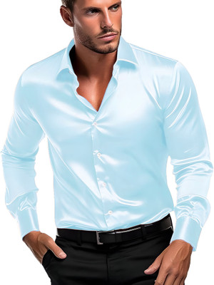 SOLSTICE Men Solid Formal Light Blue Shirt