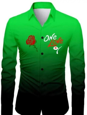 SHIV FASHION Men Printed Formal Green Shirt