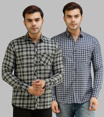 youth first Men Checkered Casual Multicolor Shirt(Pack of 2)