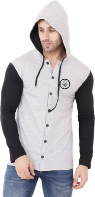 Blisstone Men Self Design Casual Black, Silver Shirt