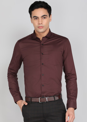 PETER ENGLAND Men Solid Formal Maroon Shirt