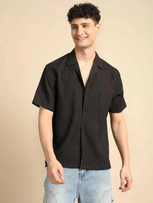 METRONAUT Men Self Design Casual Black Shirt