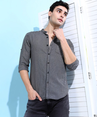 HIGHLANDER Men Checkered Casual Black Shirt