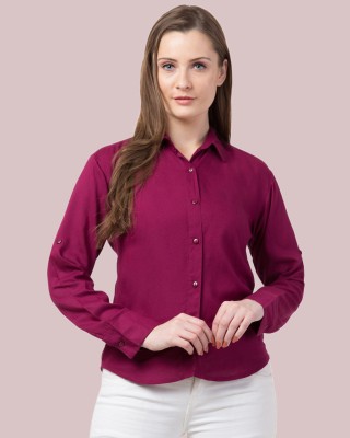 FUNDAY FASHION Women Solid Casual Purple Shirt