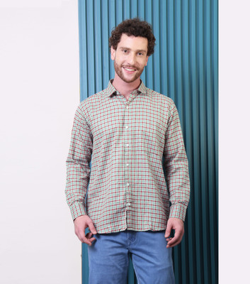 CONTRARY Men Striped Formal Light Green Shirt