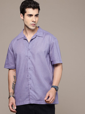 Roadster Men Solid Casual Purple Shirt