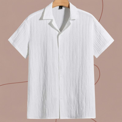 Jenil Fashion Men Self Design Casual White Shirt