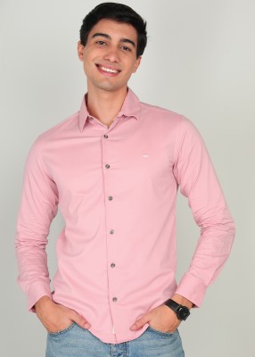 MUFTI Men Solid Casual Pink Shirt