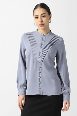 VAN HEUSEN Women Self Design Formal Grey Shirt