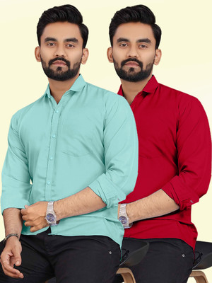 METRONAUT Men Solid Casual Multicolor Shirt(Pack of 2)