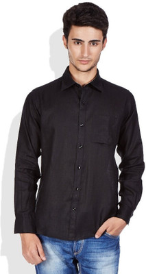 Super Waston Men Solid Casual Black Shirt