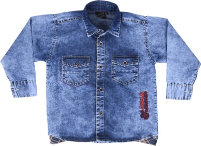 Cremlin Clothing Boys Washed Casual Blue Shirt